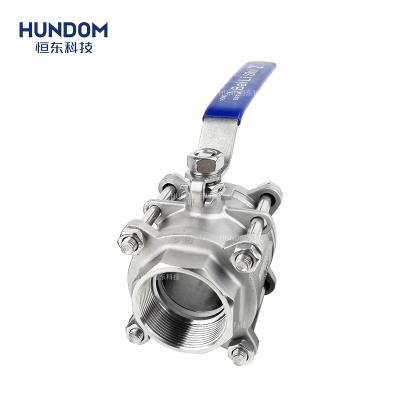 China Ss304 Cf8 Stainless Steel Thread 3pc General Female High Pressure Ball Valve Ball Valve For Plumbing for sale