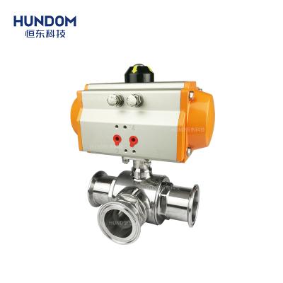 China Factory Direct Sale 3 Way Pneumatic Ball Valve General Sanitary Tri Stainless Steel Flange for sale