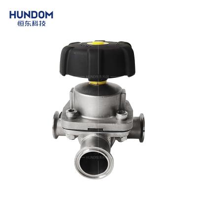 China General Stainless Steel 3 Way Tee Diaphragm Valve With With Flange Ferrule Connection Diaphragm Valve for sale