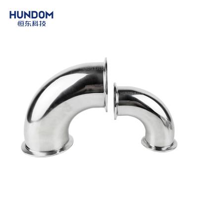 China Food Sanitary 304 316 Stainless Steel Mirror Polishing Tri Clamp 90 Degree Elbow for sale