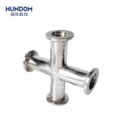 China Food Stainless Steel Pipe Fittings Vacuum FK Four Ways Cross for sale