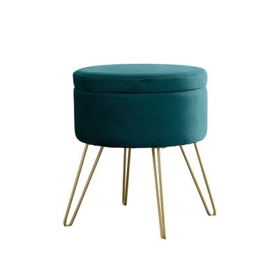 China (Other)Adjustable Custom Living Room Furniture Round Storage Velvet Dressing Ottoman Fabric Stool for sale