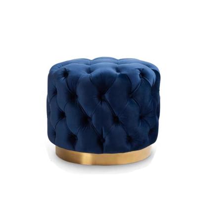 China Round Velvet Ottoman Base (The Other) Adjustable Modern Velvet Stool Bedroom Living Room Wooden Pouf for sale