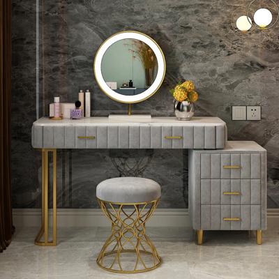 China Eco-friendly simple gold bedroom makeup dresser modern dressing table with drawers for sale