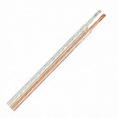 China OFC TC 2 CORE twin flat transparent PVC Insulated flexible clear pvc speaker cable for sale