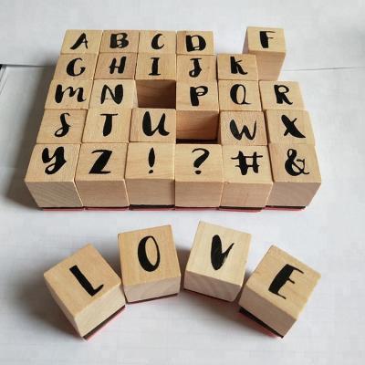 China 30pcs Children's Toy Self Inking English Alphabet Rubber Wooden Stamps Letter Kids Stamp Set for sale