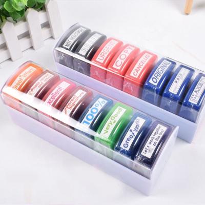 China Teacher Supplies 8pcs Teacher Reward Stamp Colorful Plastic Funny Self Inking Stamp Set for sale