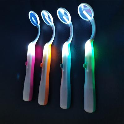 China Wholesale LED Eyelash Extension Makeup Mirror Soft Plastic Handle Foldable Rectangular Eyelash Extension Mirror For Make Up Tools for sale