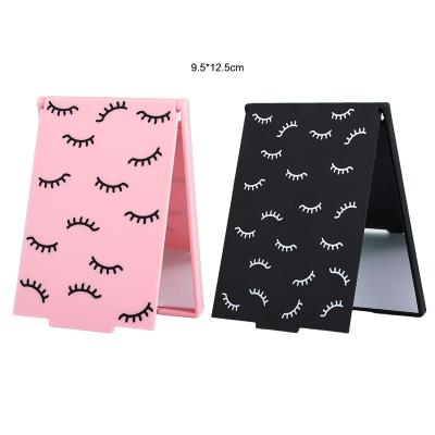 China Wholesale Eyelash Extension Makeup Private Label Branded Folded Cosmetic Mirror Custom Logo Squares With Handle For Women for sale