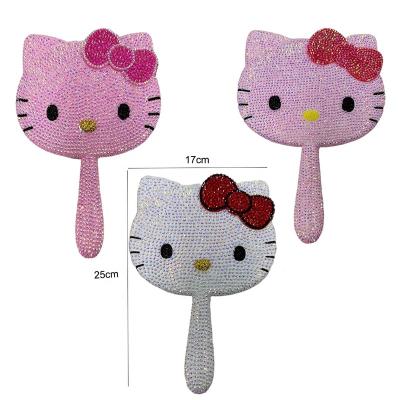 China Wholesale Hello Kitty Lash Mirror With Diamond Avablive Eyelash Extension Makeup Customized Color Make Up Mirror For Eyelash Extension Hand Held Mirror for sale