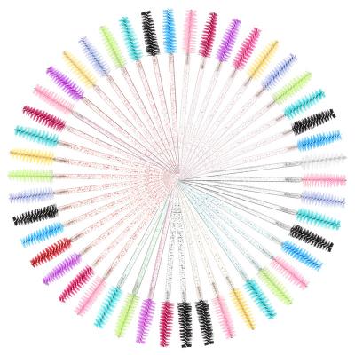 China Beauty Care Make Tools 50Pcs/bag Wholesale Glitter Lash Mascara Wands Disposable Lash Brushes Spoolies Eyelash Extension Lash Spoolie Mascara Wand B for sale