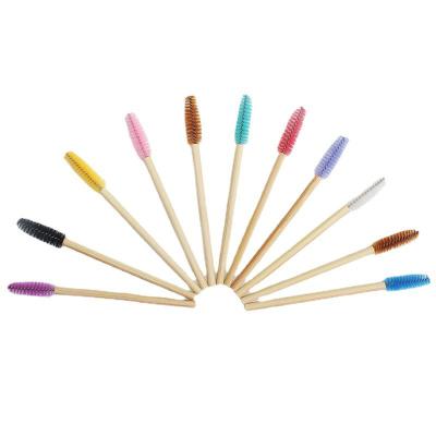 China Beauty Care Make Tools 50Pcs/bag Wholesale Wooden Handle Lash Mascara Wands Disposable Colorful Lash Brushes Eyelash Extension Tools Lash Spoolies for sale