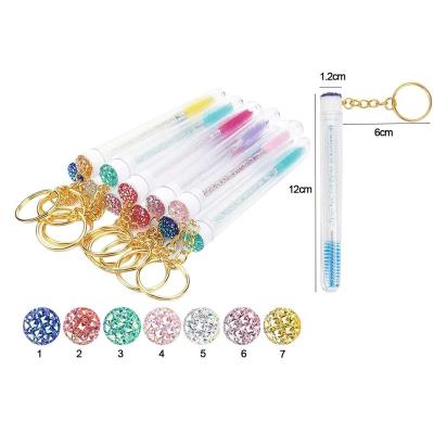 China Mascara Applicator Brush Diamond Eyelash Brush Tube With Key Chain For Disposable Applicator Wick Mascara Wand Mascara Tube Private Label Eyelash Extension for sale