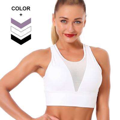 China Breathable Mesh V Shape Sports Tank Top Keyhole Sportswear Breathable Crop Top Yoga Bra for sale