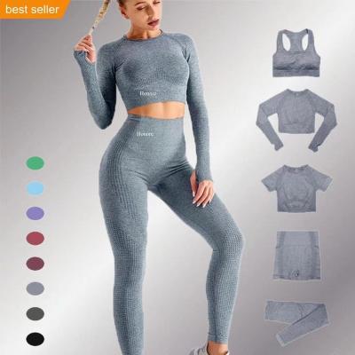 China Breathable Bra Biker Sports Women's Gym Shorts 5 Piece Suit Yoga Set Gym Fitness Sportswear Clothes Women's Tracksuit Workout Set for sale