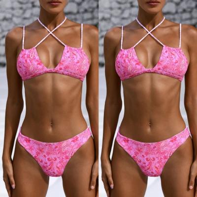 China 2022 Custom Private Label Printed Bikini Women Breathable Sexy Slit Bikini Swimwear Swimwear for sale