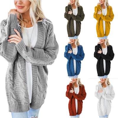 China Fashion Wholesale Women's Anti-wrinkle Winter Loose Twist Thick Yarn Knit Women's Long Cardigan Sweater for sale