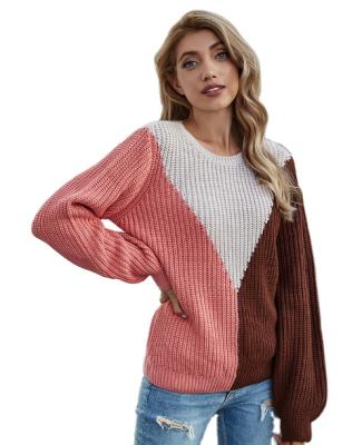 China Wholesale Women Colorblock Chunky Sweater Women Loose Knitwear Anti-wrinkle Designer Pullover Sweater for sale