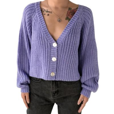 China Wholesale Anti-wrinkle ladies youth button knit casual V-neck cardigan sweater Women Sweater Cardigan Sweater Streetwear for sale