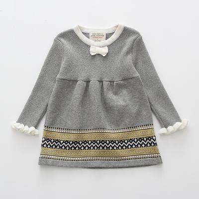 China Anti-wrinkle autumn and winter children toddler knit dress princess jacquard baby dress sweater for girls for sale