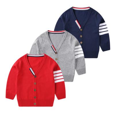 China 100% Cotton Boy Knitwear Kids Solid Color V-Neck Cardigan For Toddlers Baby Boy Sweaters for sale