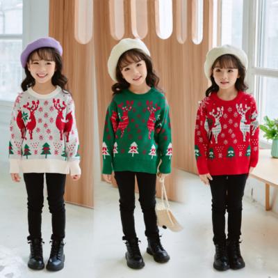 China Custom Girls Jumper Knitwear Christmas Sweater Kids Winter Xmas Anti Shrink for sale