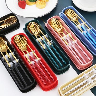 China Sustainable Camping Portable Utensils Dinnerware Stainless Steel Flatware Travel Cutlery Set for sale