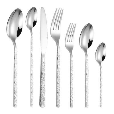 China Viable Classic Silverware Stainless Steel Knife Spoon Fork Set Metal Cutlery for sale