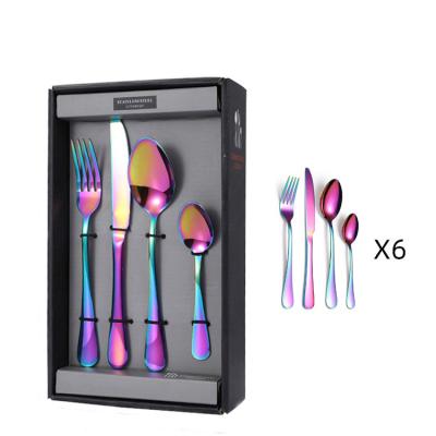 China Amazon Viable Hot Sale Classic Handle 1010 Stainless Steel Cutlery 24pcs Set With Window Gift Box for sale