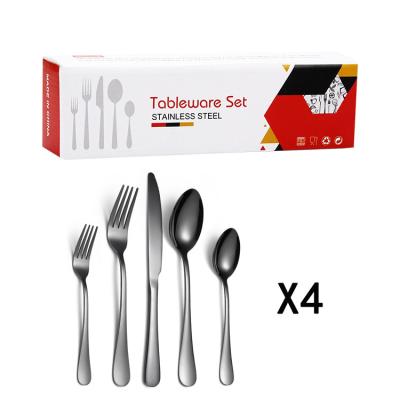 China Viable Hot Selling Black Stainless Steel 20PCS Silverware Kitchen Cutlery Set From Amazon for sale