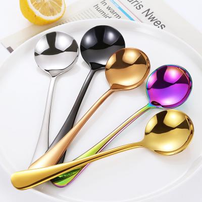 China Viable Hot Selling Reusable Stainless Steel 304 (18/10) Gold Soup Spoon for sale