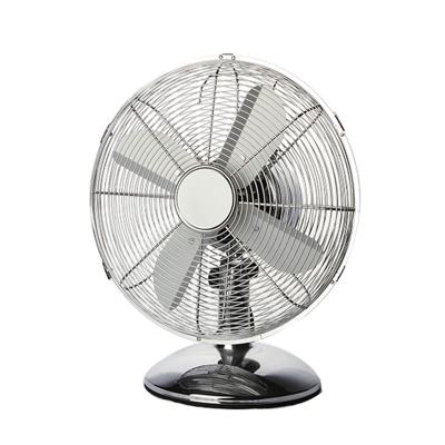 China Retro Swing 12 Inch 3 Gear Chrome Table Fan Metal Desk Fan For Living Room for sale