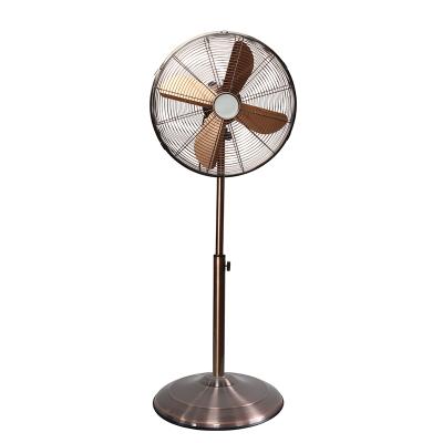 China Retro Fan 16Inch 60W 4 Blades OEM Maunfacture Oscliiation Copper Metal Aluminum Pedestal Stand Fan for sale