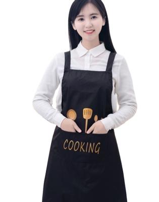 China Eco-frienly Logo Waterproof Printed Oxford Cloth PVC Work Apron Cooling Black BBQ H Strap Aprons for sale