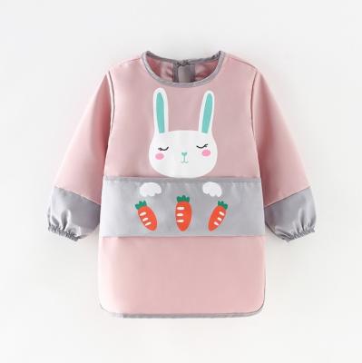 China Hot Selling Antibacterial Polyester Waterproof PUL Feeding Long Sleeves Bibs For Kids for sale