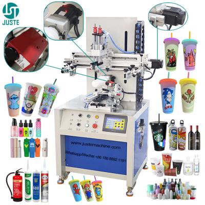 China Flessen schermprinters Plastic Paper Cup Semi Automatic Schermprinter voor Ampoule Cosmetische Glas Jar Soft Tube Te koop