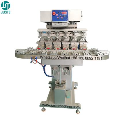 China Ink Cup 6 Color Pad Printer Conveyor Tampographie Fully-Automatic China Blade Used Pad Printing Machine With Accessories Te koop