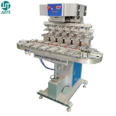 중국 6Color Conveyor Pad Printing Machine Single Transverse Flow Pad Printer With Holder Shaft PLC Doctor Blade Supplies 판매용