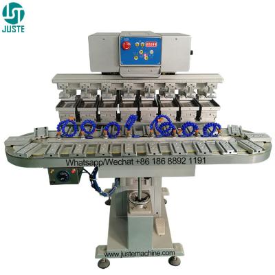 China 8 Color Conveyor Pad Printing Machine Pad Printer For Plastic Metallic Fuji Film Positive Steel Plate 100*100 Melamine à venda