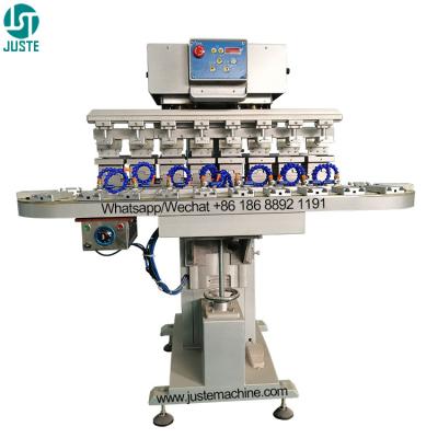 China Sealed Ink Cup Pad Printing Machine Conveyor 8 Color Tampografia Maquina Blade Pad Printer For Silicon Rubber Bumper à venda