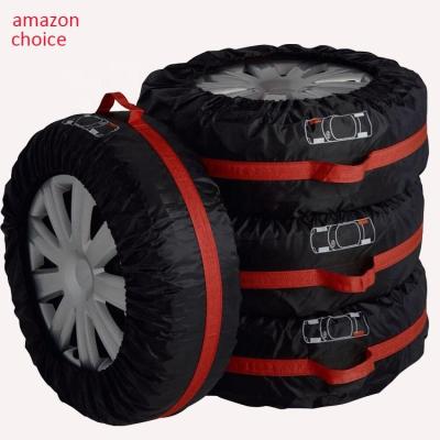 China Durable Universal Adjustable Fit Oxford Spare Tire Cover Waterproof Red Oxford Spare Tire Cover With Strap Handling 4 Packs for sale