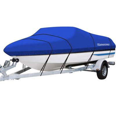 China Factory Price Marine Grade 420D Oxford Boat Fit Hard Cover Aluminum Low Top/T-Top Boat Covers 16ft Length Boat Cover Blue for sale