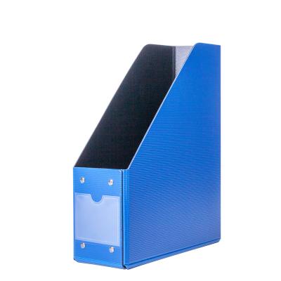 China Custom Recyclable Plastic Foldable PP Magazine Rack Candy Color Storage Folder Book Storage Desk Rack for sale