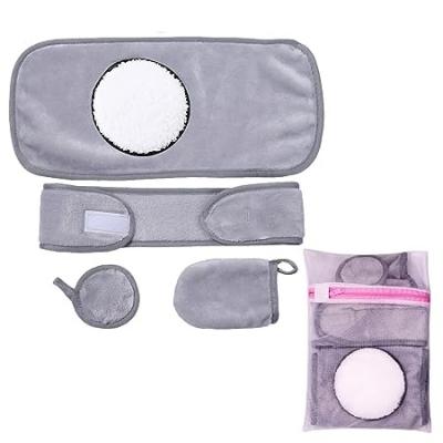 China Super Soft High Absorbency Reusable Makeup Remover Set 5-in-1 Laundry Bag Face Towel, Pads, and Headband l Makeup for sale