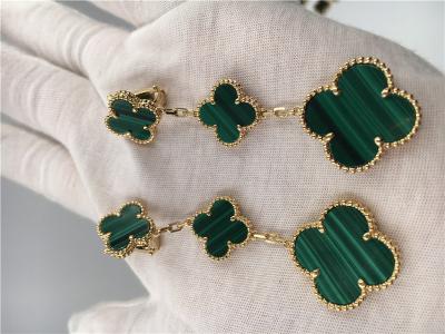 China Goldder schmuck-Frauen Vans Cleef Arpels 18K die Blumen-Form-Grün-Ohrringe zu verkaufen