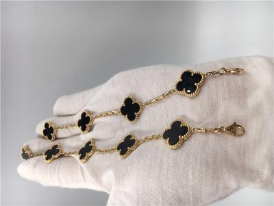 Κίνα Vintage Van Cleef Flower βραχιόλι με 5 μοτίβα Onyx, χρυσό βραχιόλι γοητείας 18k προς πώληση