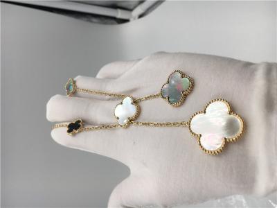 China 18k gele Gouden Bloem Gevormde Halsband, Van Cleef Arpels Magische Alhambra Halsband Te koop