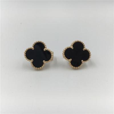 China Oro amarillo de los pendientes 18k de Alhambra del vintage de Van Cleef Arpels con joyería de la multa del ónix en venta