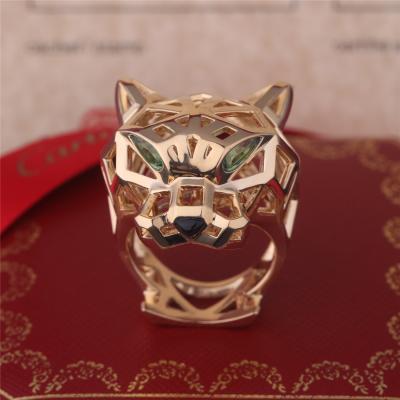 中国 PantheRee De Cartier Ringのイエロー・ゴールドのTsavoriteのガーネット オニックス 販売のため