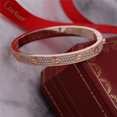 Cina Pieno pieno del braccialetto di amore di Diamond Love Bangle Classic Jewelry Diamante-pavimentato in oro rosa 18K in vendita